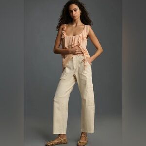 Pilcro Cream Wide-Leg Utility Pants